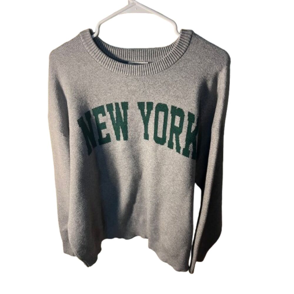Orange Kiss Essentials Grey "New York" Crewneck Sweater